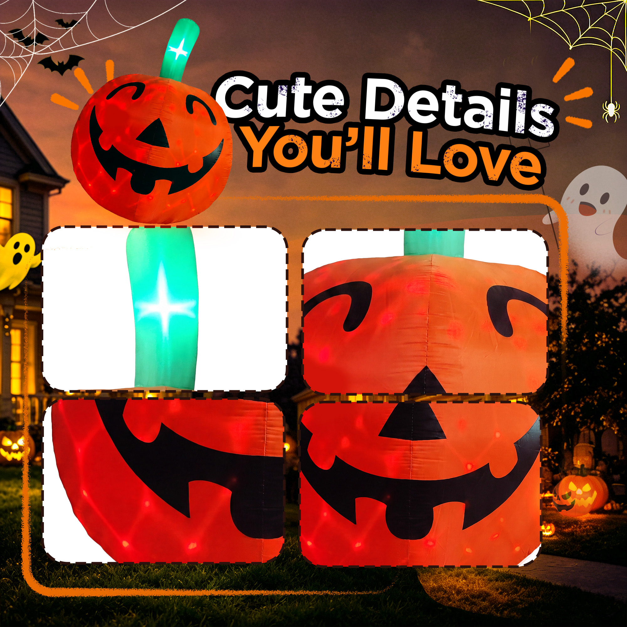 Knoaia 10ft Halloween Inflatable Pumpkin Decoration with Built-in LED Lights, Outdoor Yard Blow up for Halloween Party, Yard, Garden, Lawn