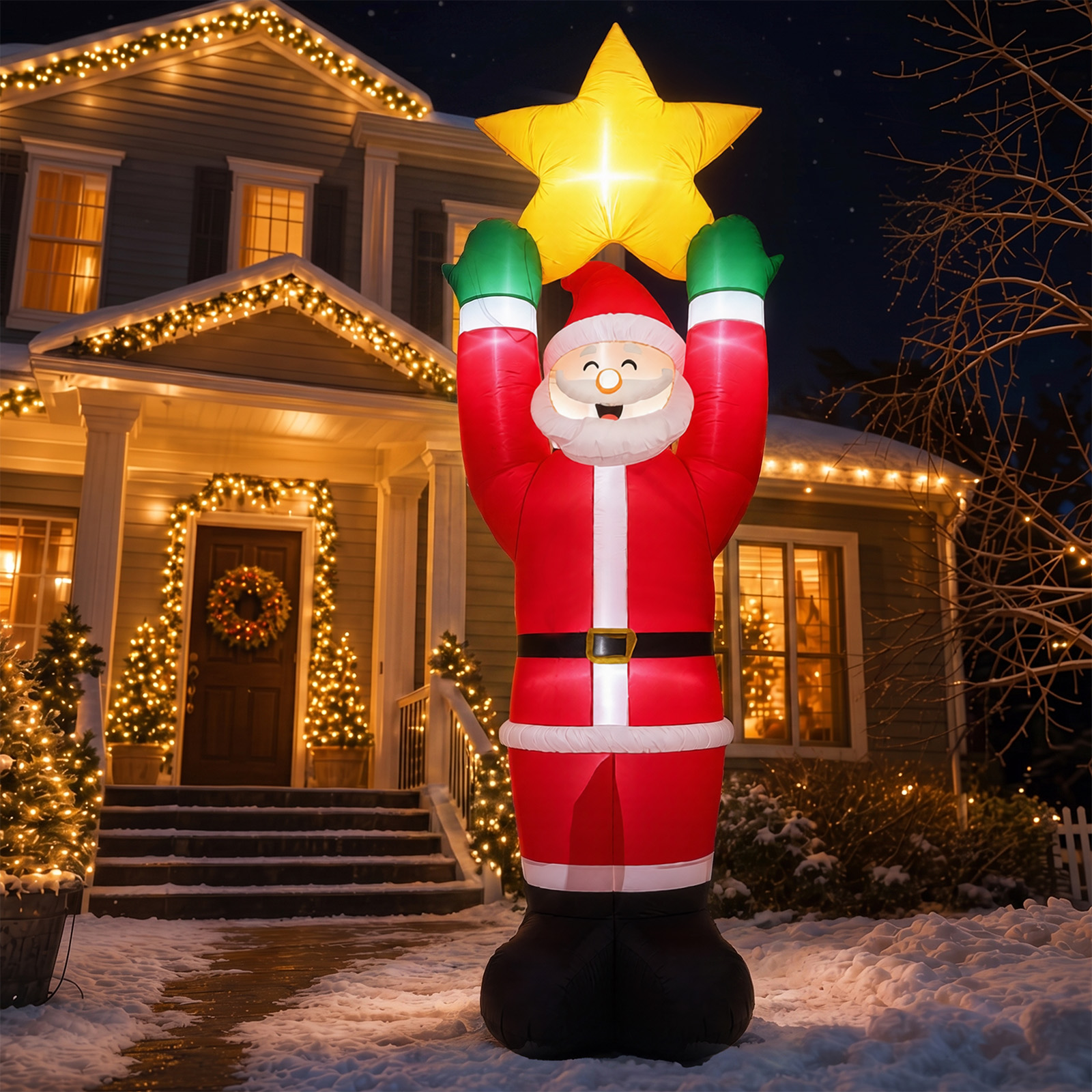 10FT Christmas Inflatable Santa Claus, Built-in LED light up for Lawn Yard Garden Indoor Outdoor Decoration Xmas Party Decor